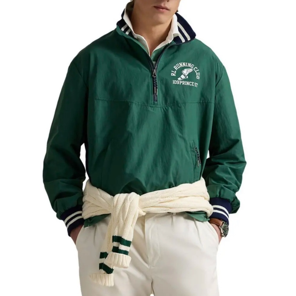 ralph lauren polo green quarter zip windbreaker jacket